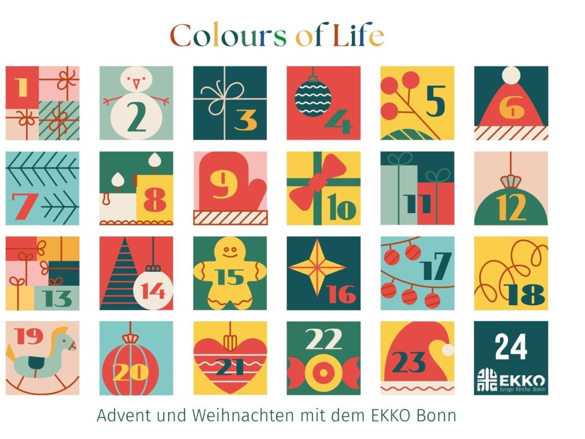Postkarte mit Adventskalender (c) EKKO Bonn Postkarte mit Adventskalender